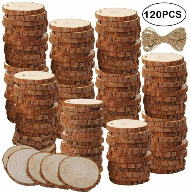 60/120Pcs Holzscheiben Baumscheiben Astscheiben 5-6 cm Rund Hochzeit Bastel Deko