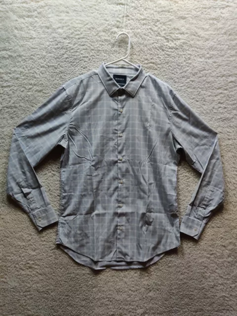Bonobos Nylon/Spandex Men's Tailored Slim Fit White Blue Plaid Shirt Size L