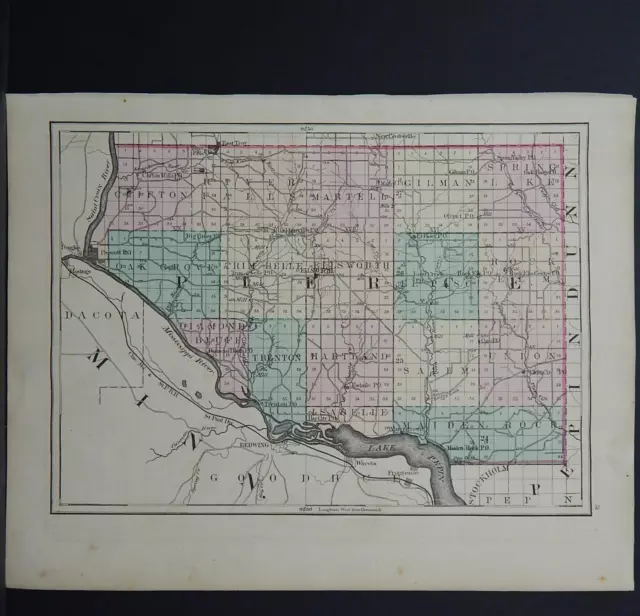 Wisconsin, 1876 County Map, Pierce or Dunn County, Double Sided M11#13