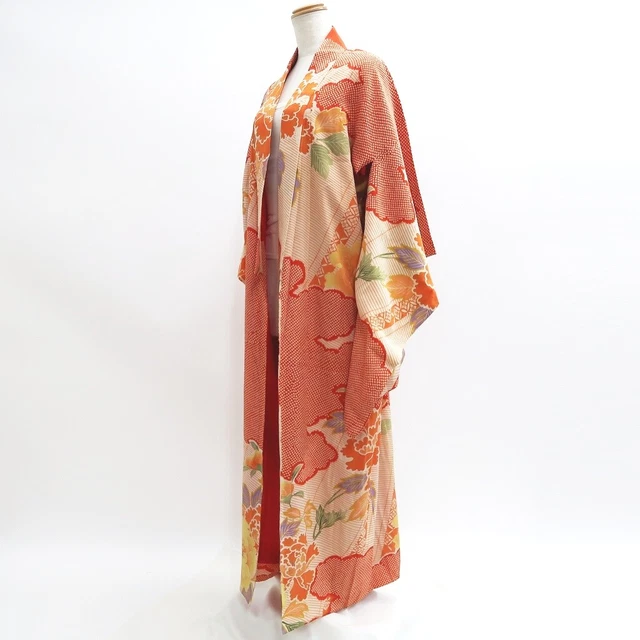 9431G2 Silk Vintage Japanese Kimono Juban Peony