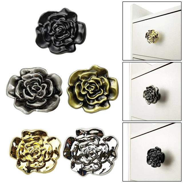 Furniture Handle Multi-Layer Plating Rose Shape Zinc Alloy Furniture Handles