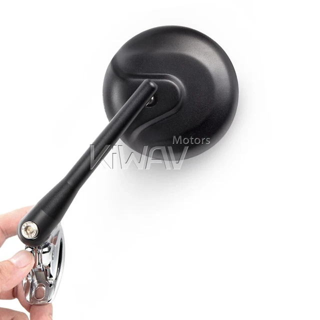 Rétroviseurs convex noir rond base chromée pour Ducati 1299 Panigale S 15-16 2