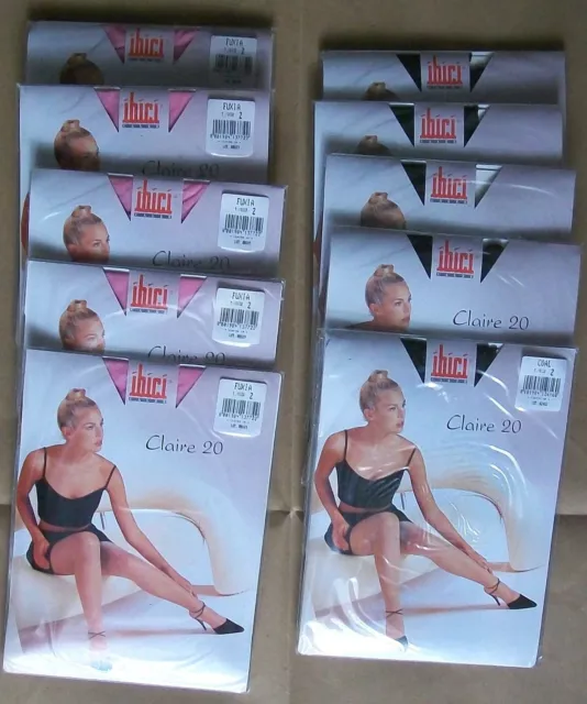 Stock 10 calze collant Ibici Claire 20 denari Fuxia Cacao taglia II Medium