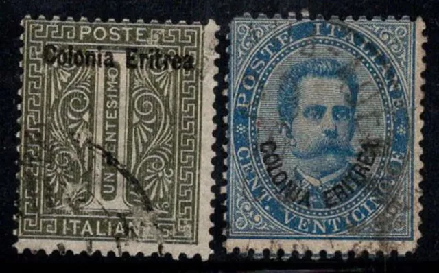 Eritrea 1893 Sass. 1,6 Usato 80% Re Umberto I, 25 C, 1 C