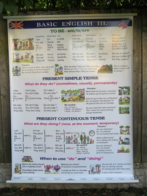 ROLL DOWN SCHOOL Wall Chart Of Basic English Language Iii Double Sided ...