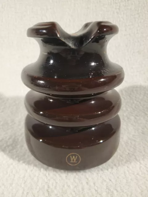 Vtg 5" Westinghouse Saddleback Brown Ceramic Porcelain Insulator High Voltage