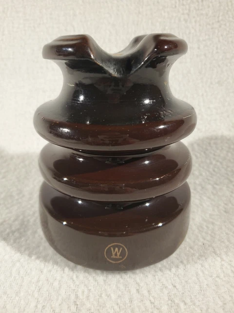 Vtg 5" Westinghouse Saddleback Brown Ceramic Porcelain Insulator High Voltage