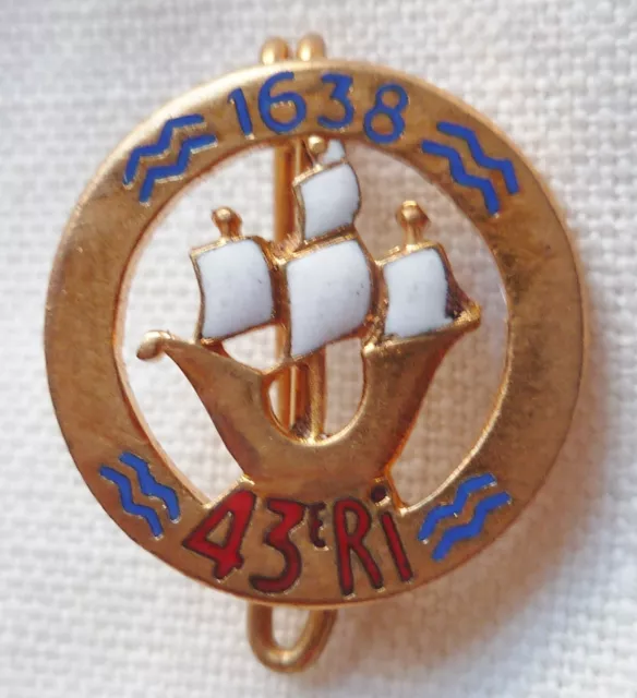 Insigne boutonnière 43° RI RÉGIMENT d' INFANTERIE émail 16 mm ORIGINAL