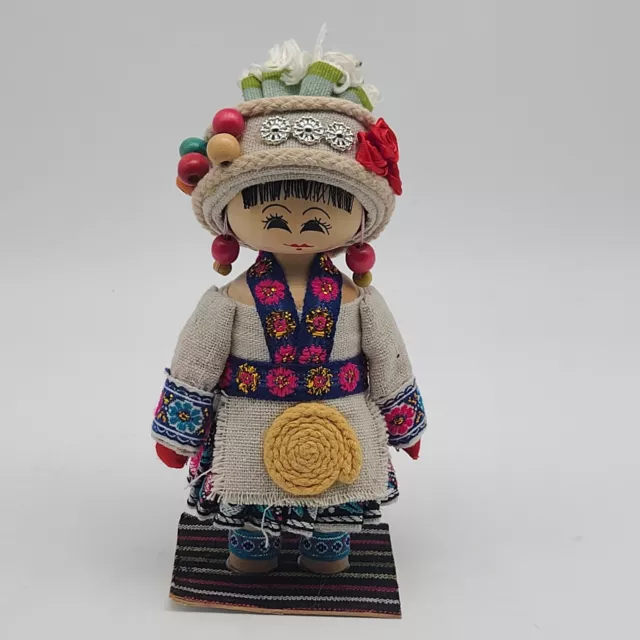 Chinese 7" Handmade Collectible Nationality Miniature Wooden Doll *SEE PICS*