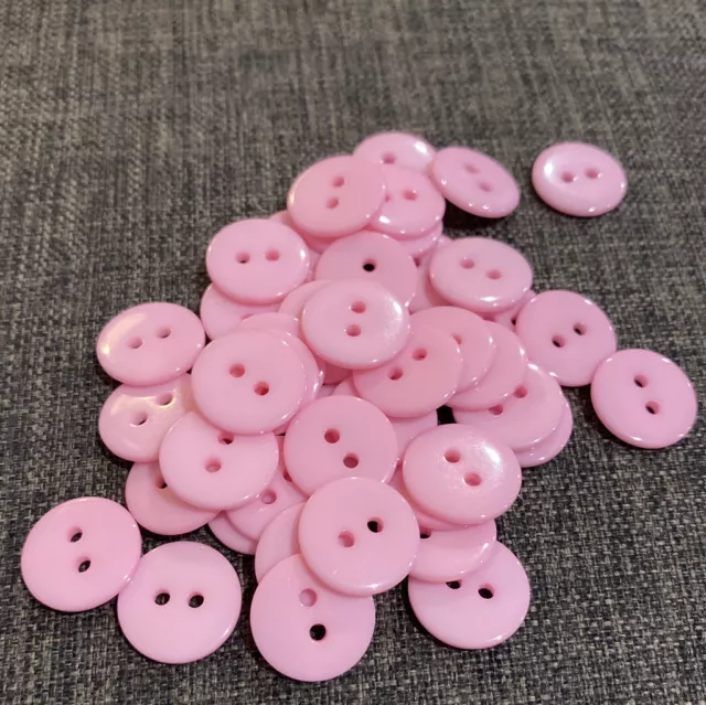 10 X Light Pink 15mm Two Hole Resin Buttons- Australian Supplier