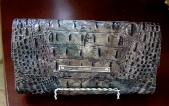 Brahmin EUC Talisman Wallet & Matching Checkbook Cover Crocodile Embs Leather