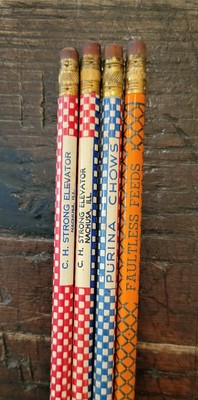3 vintage Purina Chow CH Strong Elevator Nachusa IL one Faultless Feeds pencil