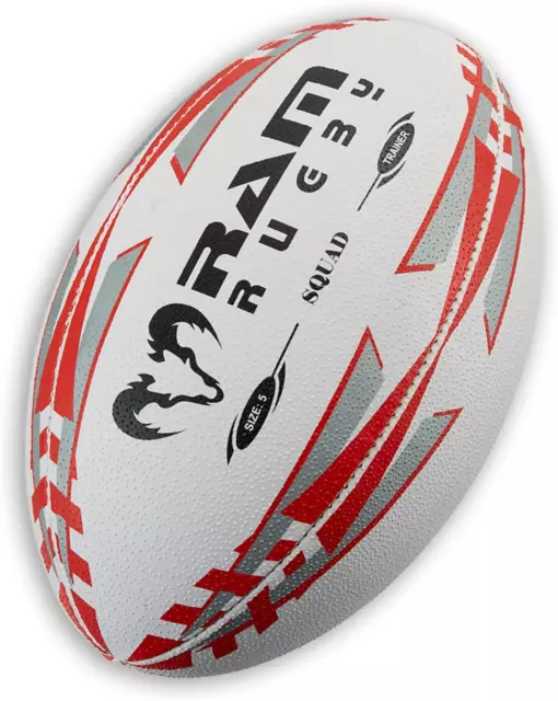 Ram Rugby - Squad Trainer Rugby Ball (Size 5, 4 & 3) Club Quality Rugby Training