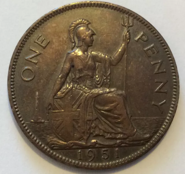 1951 Great Britain George VI 1 Penny Coin