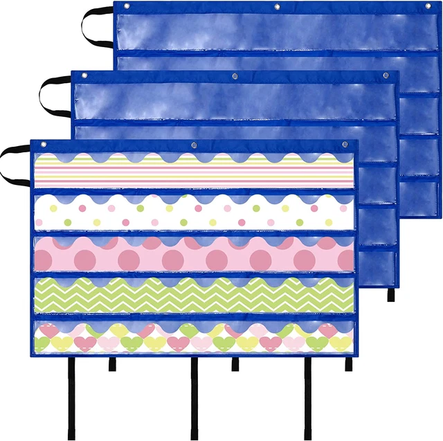 3 Pcs Foldable Bulletin Border Storage Pocket Chart 38 X 24 Inch Classroom Organ