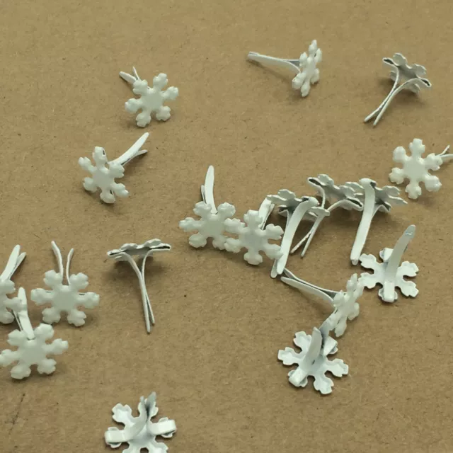 50 Pcs Snowflakes Brads Scrapbook Brass Fasteners Mini Vintage Pearl