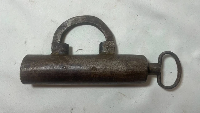 rare antique early 19th century American forged steel door lock mechanism 1800's