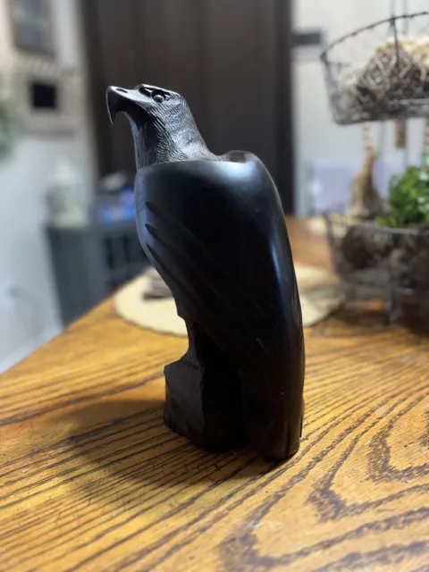 Vintage Hand Carved Falcon Hawk Eagle Bird Of Prey Wooden Carving