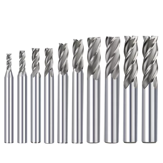 10Pcs 4 Flute HSS End Mill Slot Drill CNC Milling Cutter Bit For Metal 2-12mm