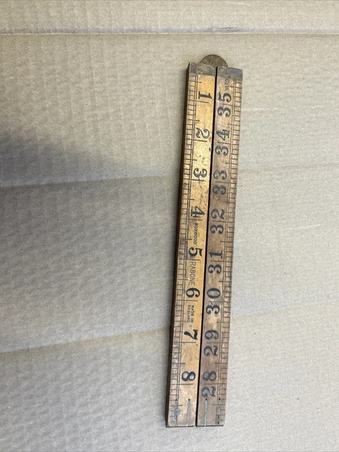 Vintage Boxwood brass 4-fold 24-inch ruler warranted No. 1167 by Rabone