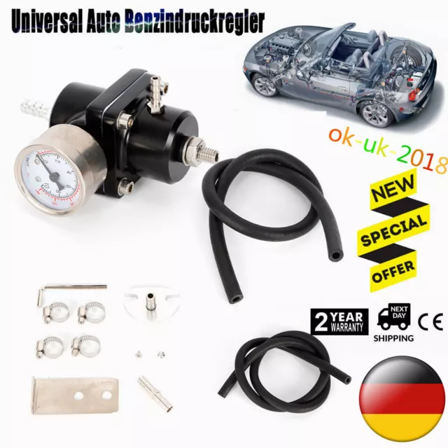 Benzindruckregler mit Manometer einstellbar Kraftstoffdruckregler Universal AUTO