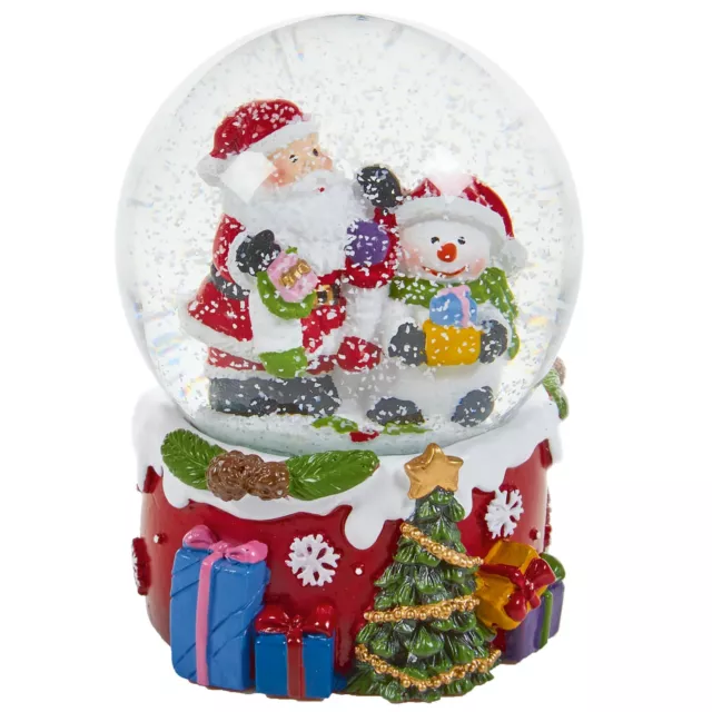 Navidad Rojo Base Esfera de Nieve Bolas 9cm - Papá Noel Y Muñeco