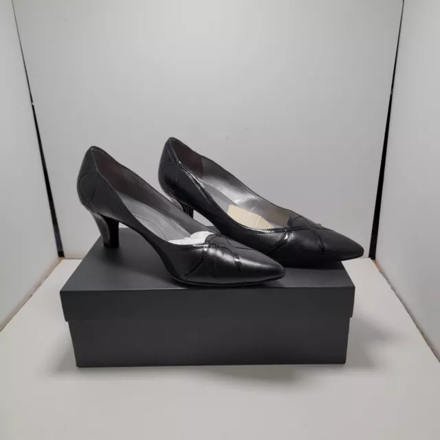 Tahari Markham Womens Black Leather Pumps Shoes Pointed Toe Slip On Size 8 M