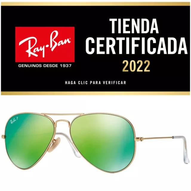 Gafas De Sol RAY BAN AVIATOR  RB3025 112/P9 Matte Gold Green Flash Polarized New