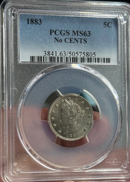 1883 LIBERTY V Nickel; No Cents; PCGS Genuine UNC Detail Spot