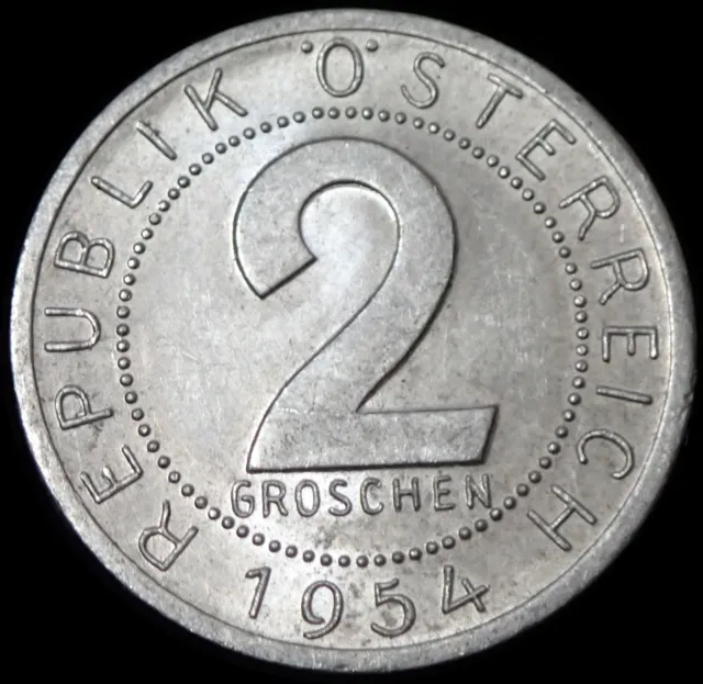 Austria 2 Groschen 1954 Aluminium Coin WCA 7194