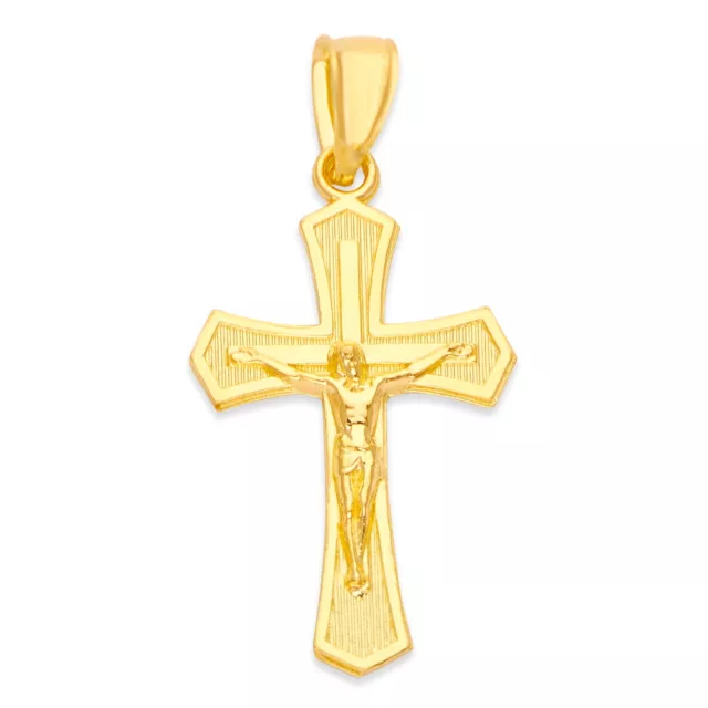Solid Gold Crucifix Pendant in 10 or 14k, Cross Necklace Religious Jewelry