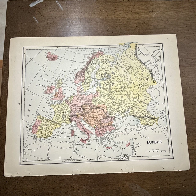ANTIQUE COLORFUL 1908 Map Of Europe 13.5 x 10.5 Inches £21.92 - PicClick UK