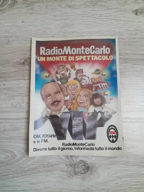 Radio Monte Carlo Maurizio Costanzo Pubblicità Su Cartoncino Anni 80