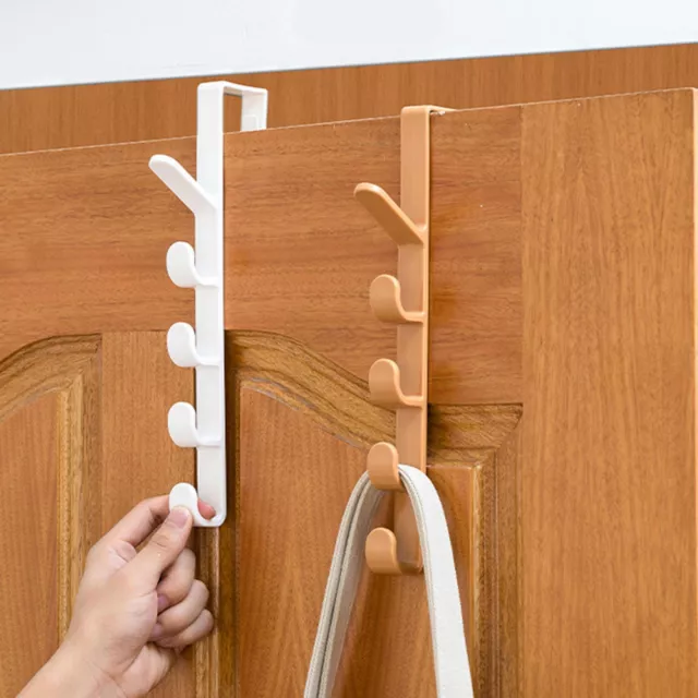 2 Pack Over The Door Hook Hanger 5 Hook Heavy Duty Organizer Rack Bathroom white