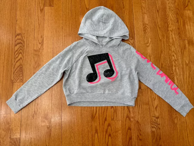 Justice Girls Gray Hooded Cropped Sweatshirt, Size 12/14