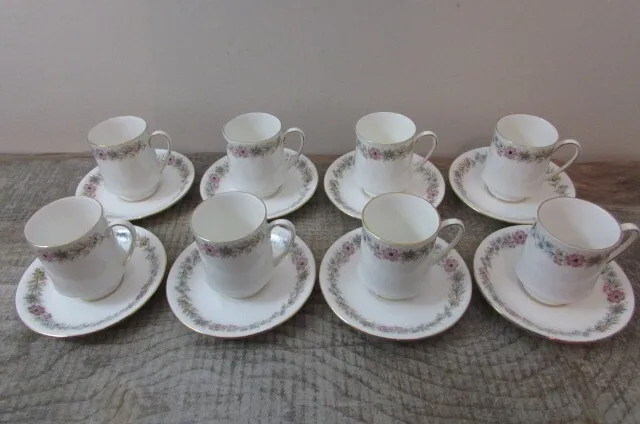 Lovely Royal Albert Paragon Belinda Coffee Cups/Mugs and Saucers x 8 - (ref 628)