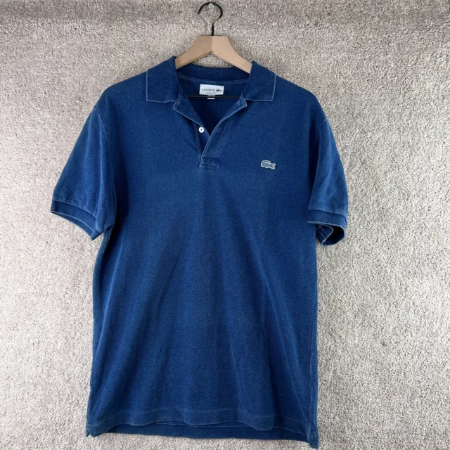 Lacoste Shirt Mens Large Blue Polo Short Sleeve Regular Fit Denim Crocodile Logo