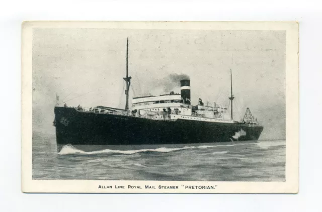 Allan Line Royal Mail Steamer "Pretorian", ship, old postcard