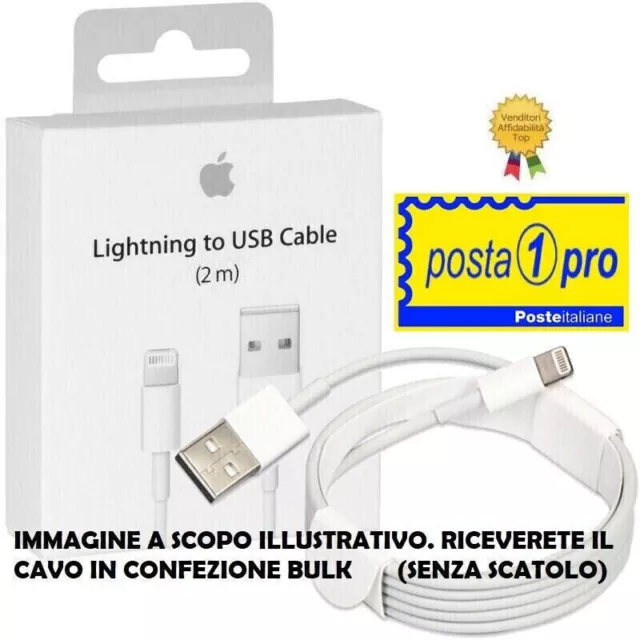 Cavo DATI USB Lightning ORIGINALE 2 METRI Per iPhone 8 X Xs 11 12 13 Pro Max