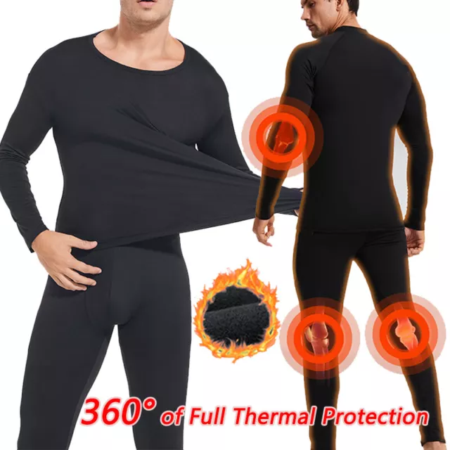 Long Johns Thermal Underwear Men Fleece Lined Base Layer Set for Cold Weather UK