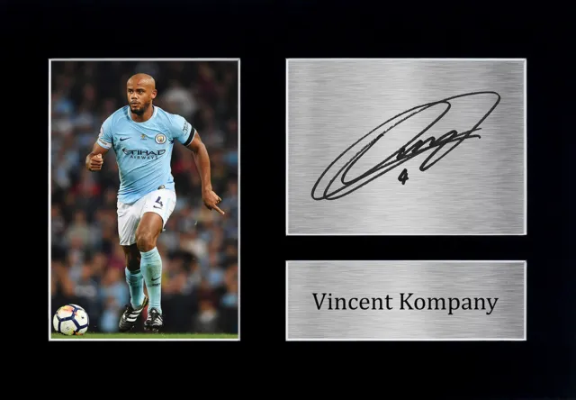 Vincent Kompany Signed A4 Framed Printed Autograph Manchester City Print Gift