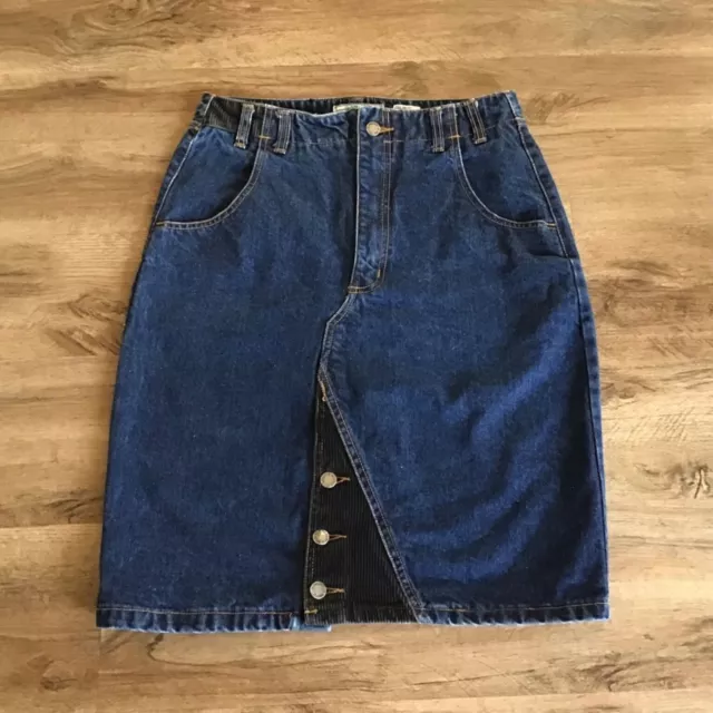 Vintage Jordache Jean Skirt Juniors Size 13/14 Pencil High Waist Dark Blue 90s