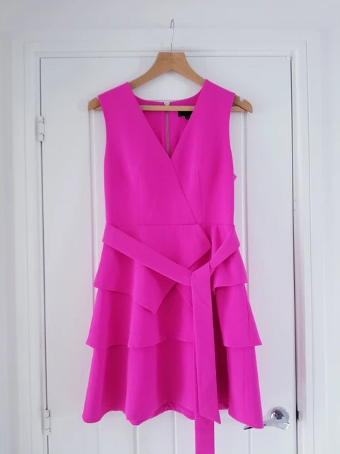 TED BAKER REINAH Tiered Mini Dress Fuchsia Bright Pink Size 2 UK 10 84.95  - PicClick UK