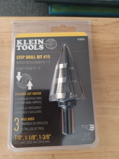 Klein Tools KTSB15 Step Drill Bit #15   7/8", 1-1/8", 1-3/8" NEW