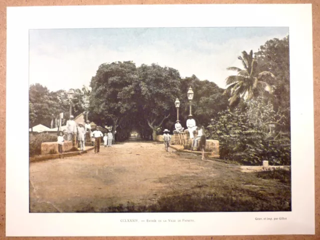 TAHITI  Entrée de la ville de Papeete - Photochromie fin 19ème Gravure