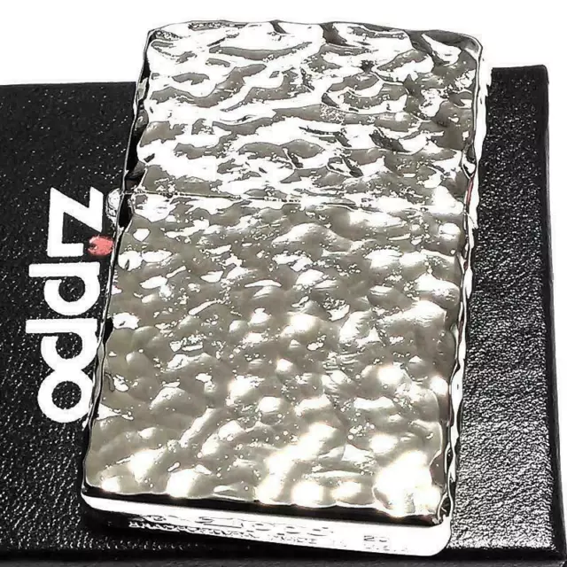Zippo Hammer Tone Silver 5 Sided Processing Oil Lighter Brass Regular Case Japan