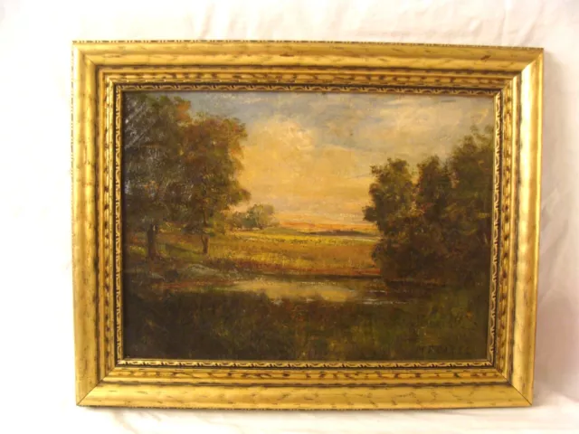 Antique 1897 M Frank Carll Impressionist O/C Landscape Painting
