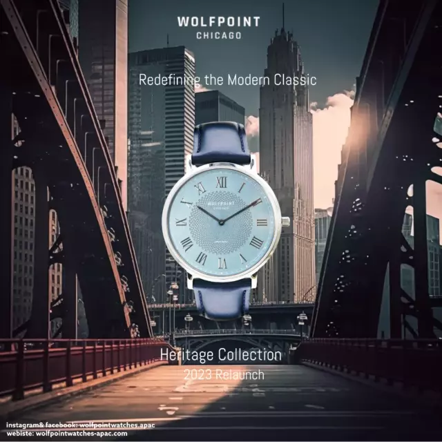 Wolfpoint - Heritage- Chicago Blue Horween Leather Strap/ Steel Bracelet SV