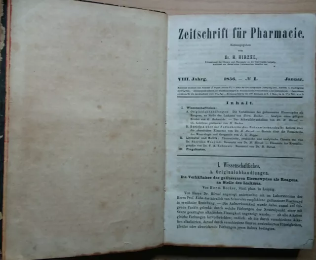 Selten! Zeitschrift für Pharmacie 1856 + 1857 Dr. Hirzel Uni Leipzig Pharmazie