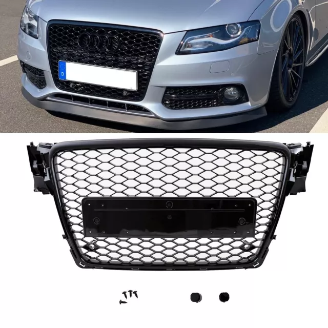 Kühlergrill Waben Sport Grill Schwarz glanz für Audi A4 B8 08-12 kein RS4